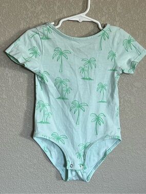 Zara Light Mint One-Piece Bodysuit with Green Palm Print